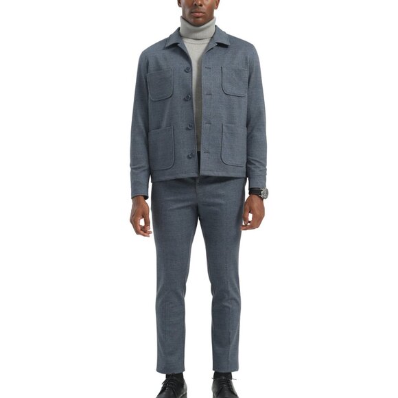 Slate Blue 2 Piece Men's Casual Slim Fit Suit